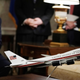 WASHINGTON, DC - JUNE 20: A model of the proposed paint scheme of the next generation of Air Force One is on display during a meeting between U.S. President Donald Trump and Canadian Prime Minister Justin Trudeau in the Oval Office of the White House June 20, 2019 in Washington, DC. The two leaders were expected to discuss the trade agreement between the U.S., Canada and Mexico.